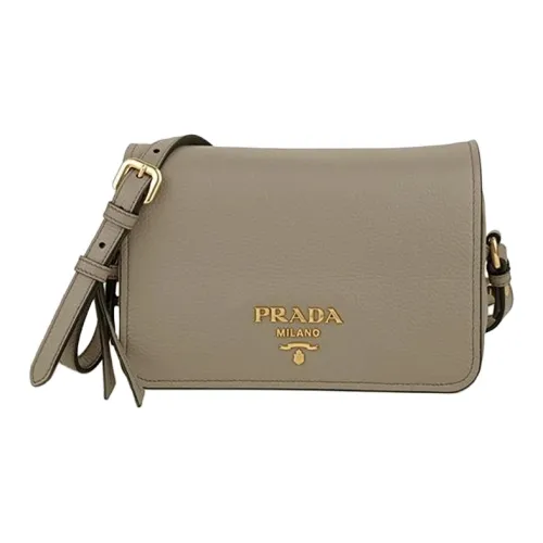 PRADA Calfskin Crossbody Bag Shoulder Bag Women's Gray