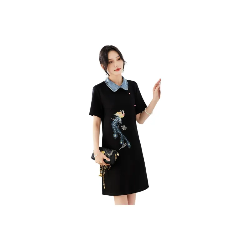 TERRE BLEUE Short Sleeved Dresses Women's Black-4