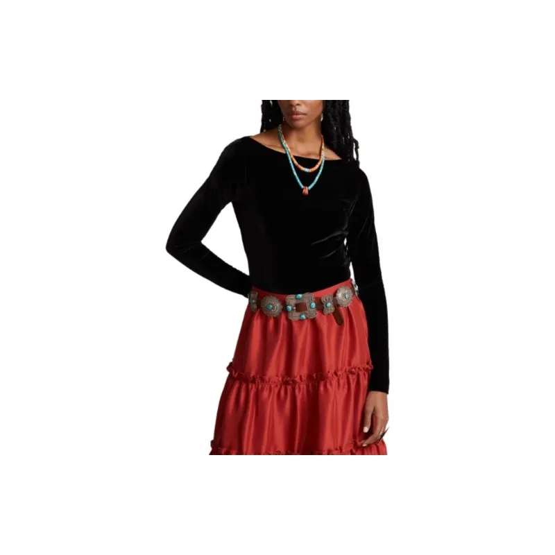 Polo Ralph Lauren One-shoulder Velvet Top-2