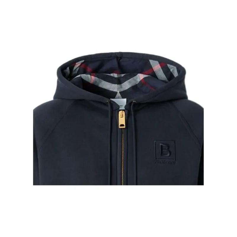 Burberry Women's Letter Graphic Cotton Blend Zip Hoodie Navy-5
