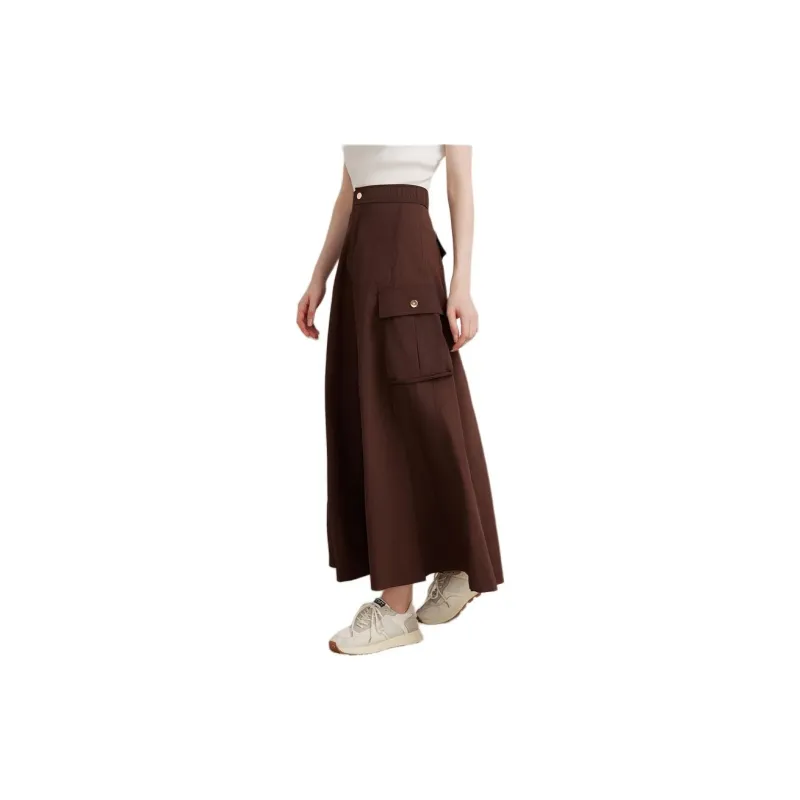 Goodland Casual Long Skirts Women's Dark Coffee-1