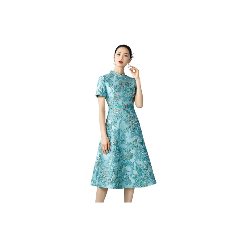 BBLLUUEE Short Sleeved Dress Women's Celadon-2