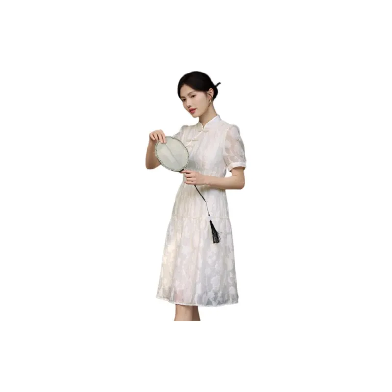 XWI SS24 Short Sleeved Dress Women's Ecru-2