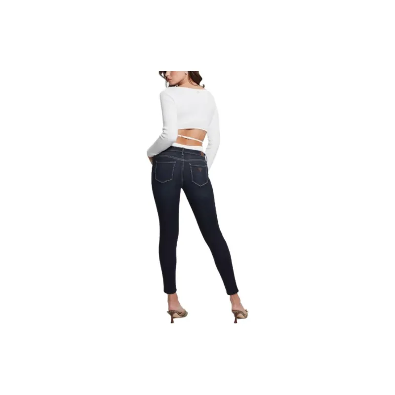 GUESS Low-Rise Power Skinny Jeans Jeans Women's Dark Blue-2