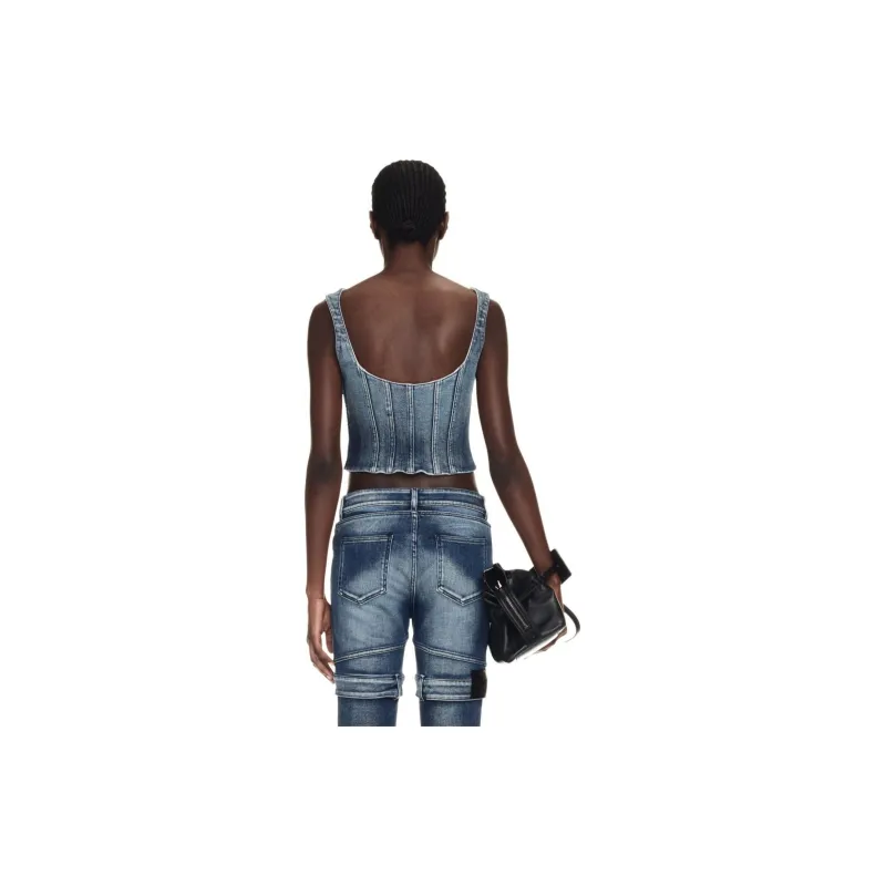 OFF WHITE Bustier Sleeveless Denim Top-2