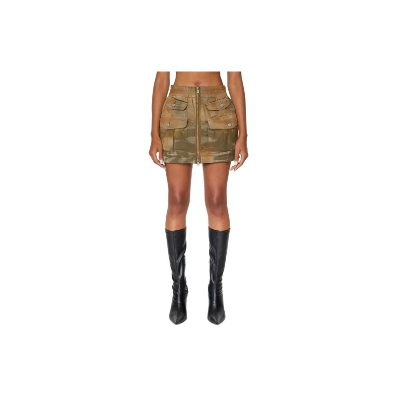 DIESEL Casual Short Skirts Women's Brown-2