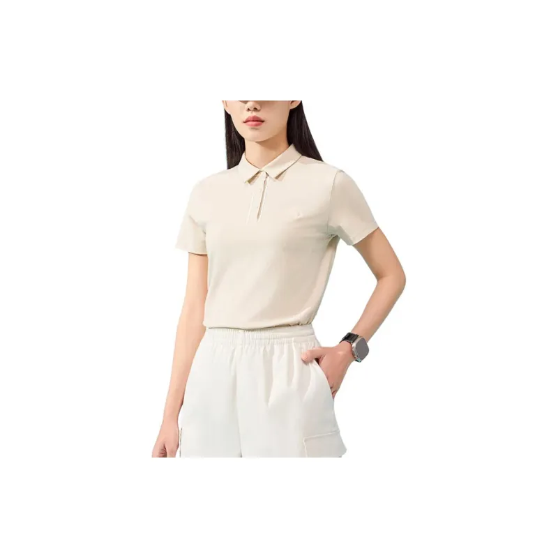 Anta Variety Training Collection Polo Shirt Women's Oatmeal Gray-2