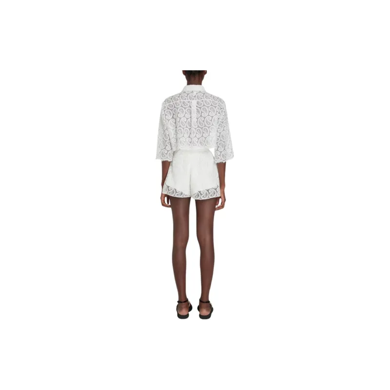 Giambattista Vall Paisley pattern Macramé Cropped Blouse-3