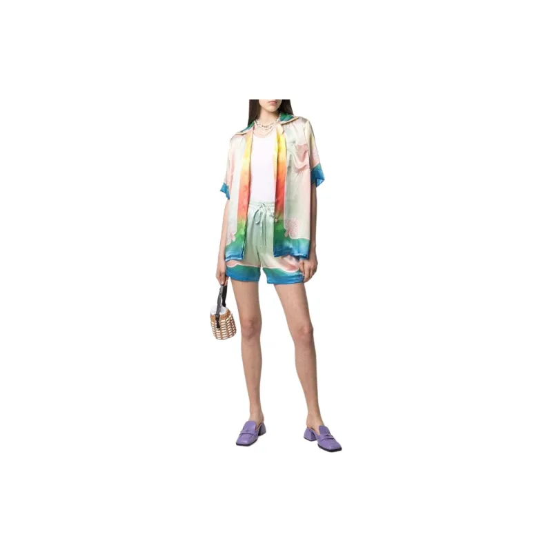 CASABLANCA Tie-dye Drawstring Silk Shorts-2