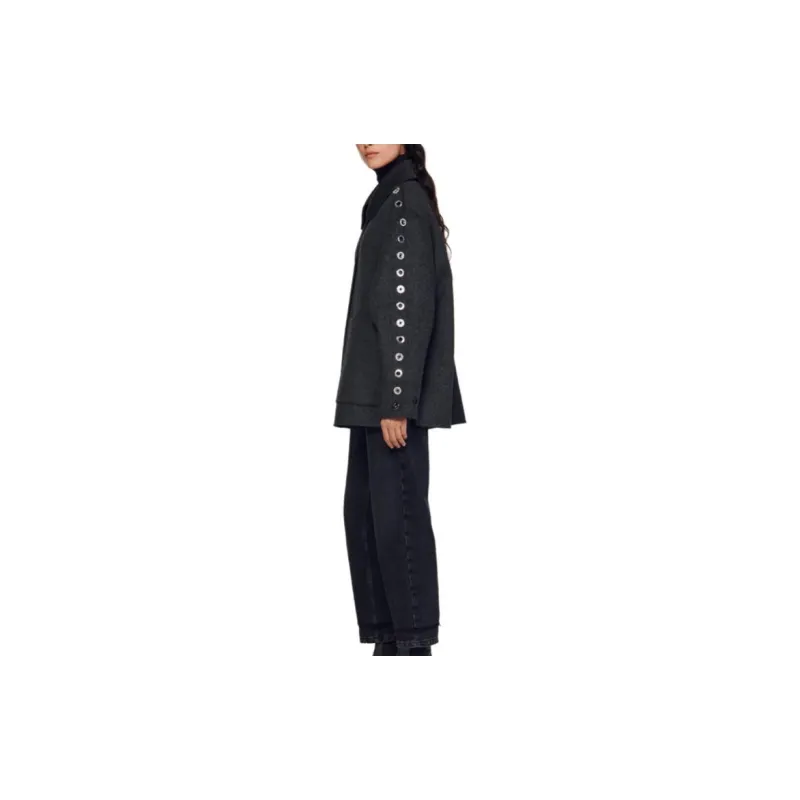 Sandro Eyelet-detail Wool-blend Coat-3