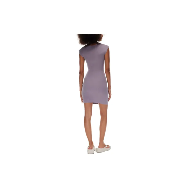 ARITZIA Wilfred Free Cut-Out Knit Mini Dress Short-Sleeved Dresses Women's Purple Slate-3