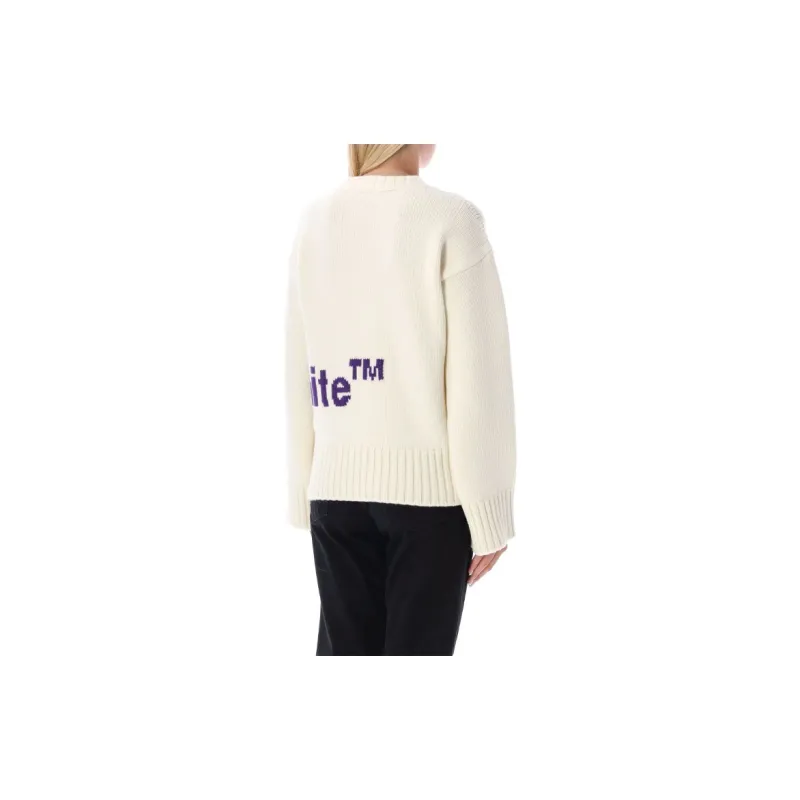 OFF WHITE Logo Intarsia Crewneck White/Purple-4