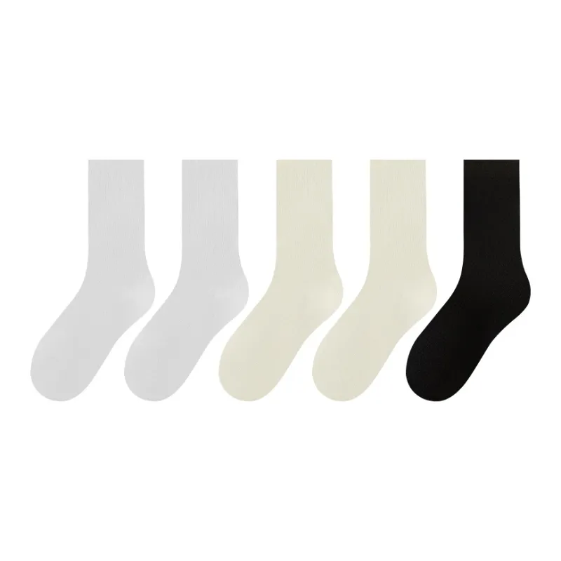 MADALLO Mid Calf Socks Women's 5 Pack White-8