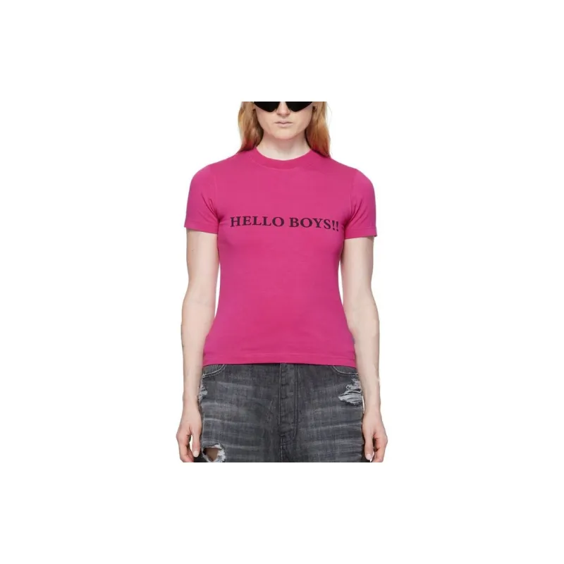 Vetements Hello Boys Fitted T Shirt 'Hot Pink'-2