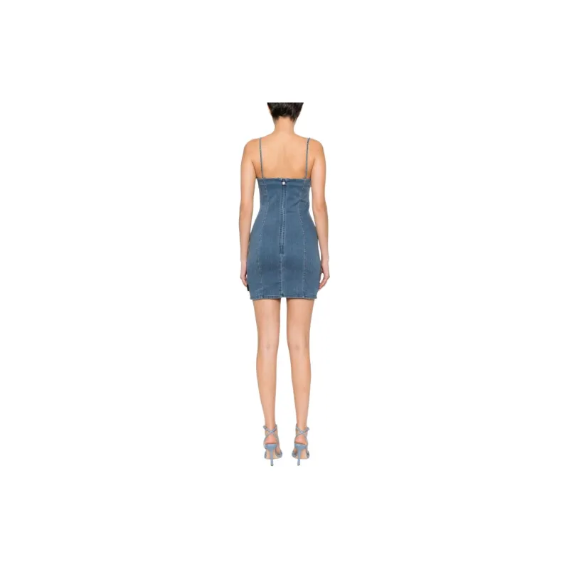 Rotate Floral appliqué Denim Minidress-2