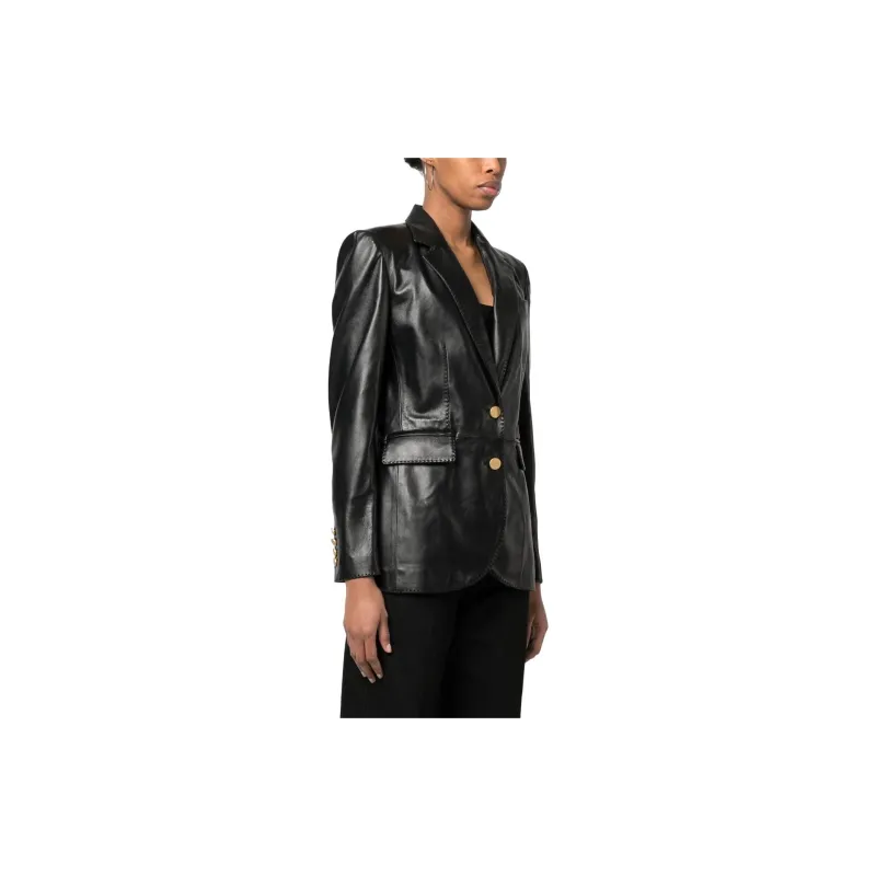 Tagliatore Josie Double breasted Leather Blazer-3