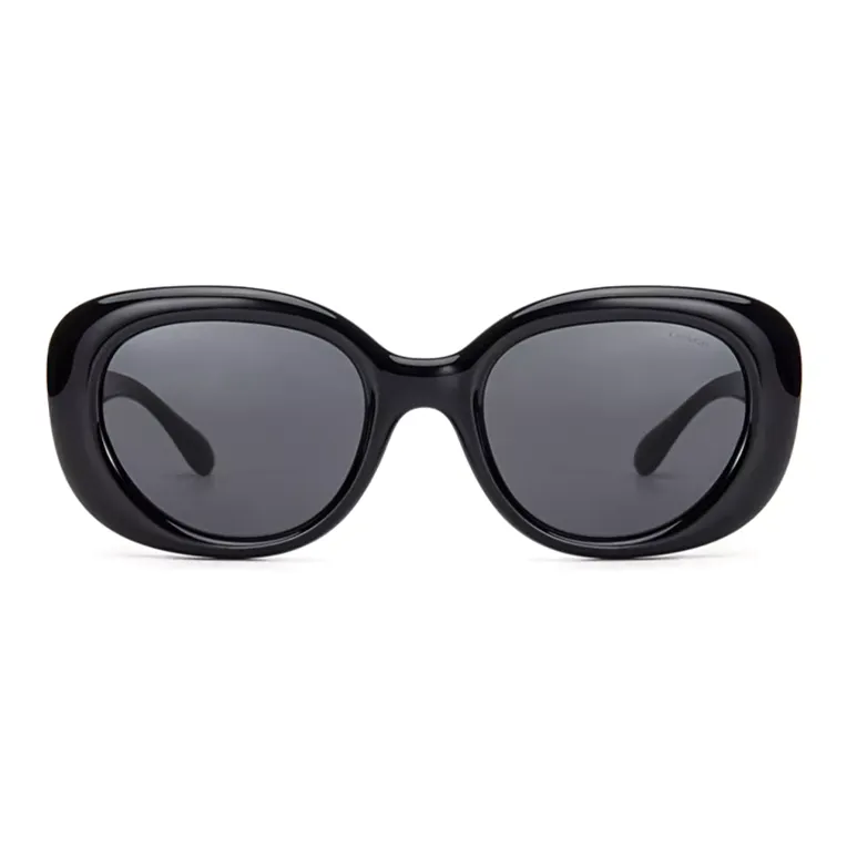COACH Plate Frame Oval Sunglasses Unisex Black-2