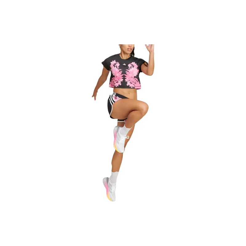 Adidas AEROREADY RUN BASE Sports Shorts Women's Black/Transparent Pink/Pulse Red/Sand Pink-3