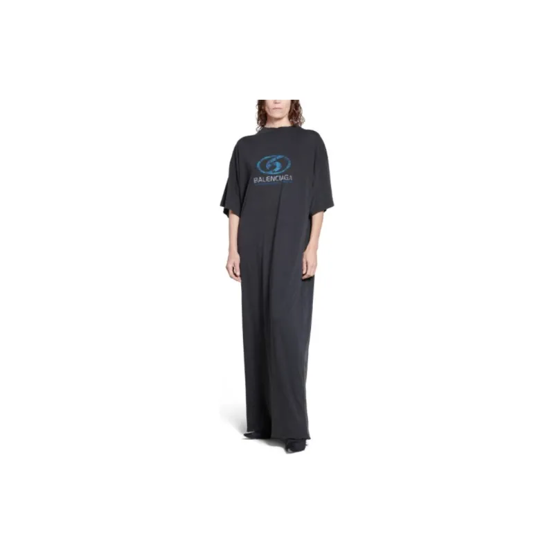 Balenciaga SS24 Short Sleeved Dress Loose Fit Women's Gray-2