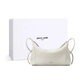 PIERRE CARDIN Fashion Casual Cow Leather Shoulder Bag Crossbody Bag Women's Greige/Black