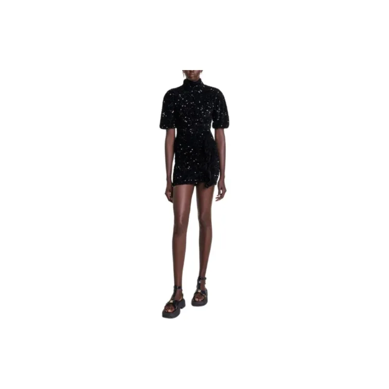 Maje Sequinned Velvet Mini Dress-1