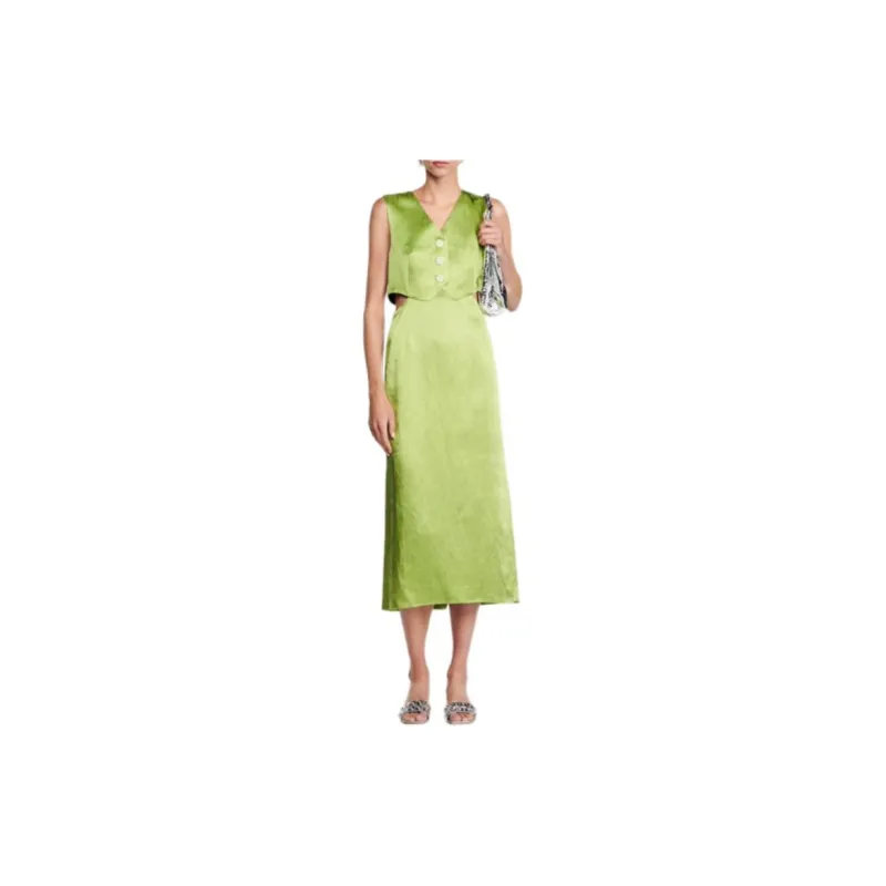Sandro Sleeveless Dress Women's Olive Green-2