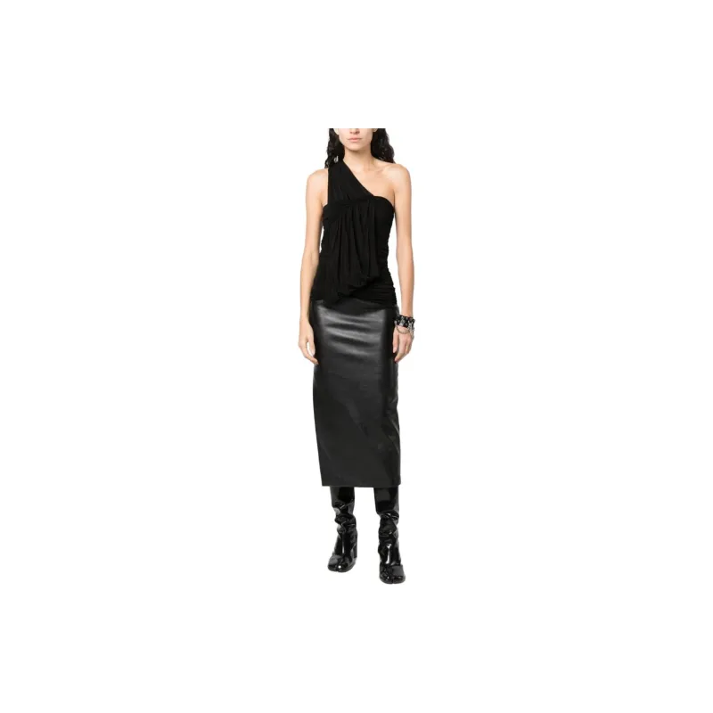 RICK OWENS Edfu Ruched One Shoulder Draped Top-1