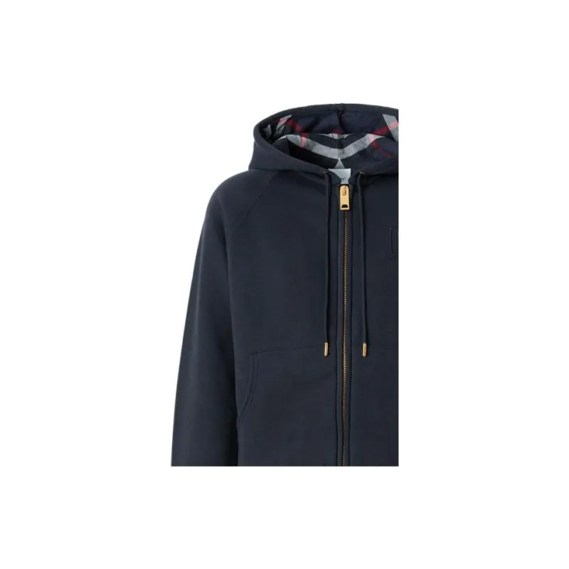 Burberry Women's Letter Graphic Cotton Blend Zip Hoodie Navy-8