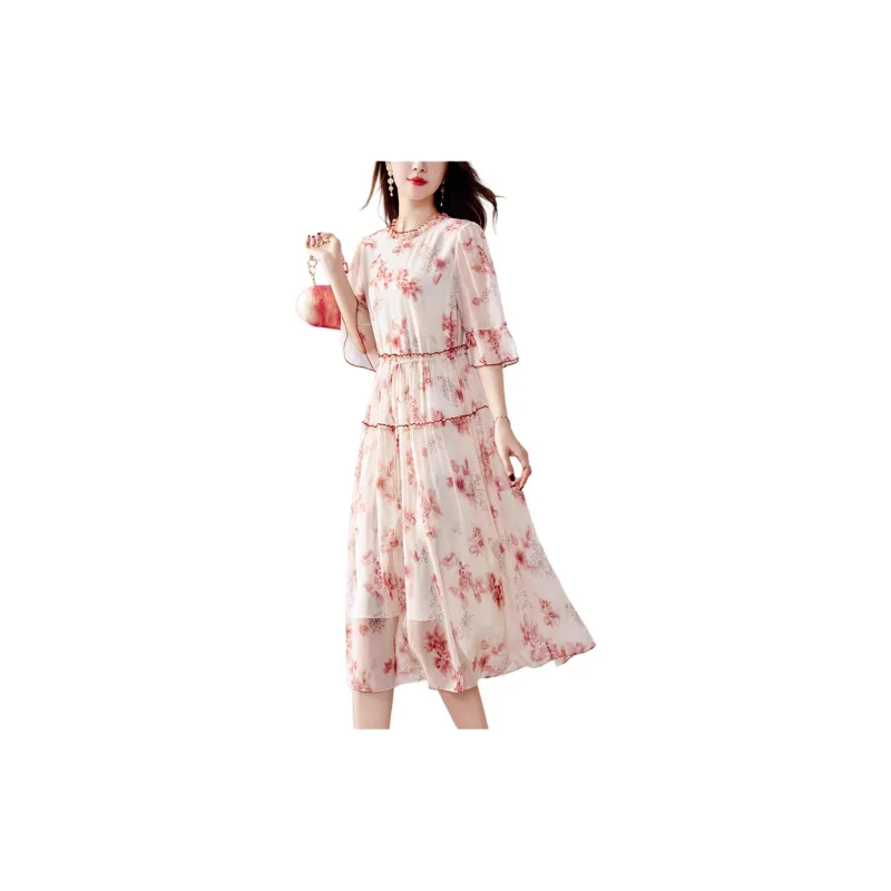 Yi Mengyuan Silk Long Sleeved Dress Women's-2