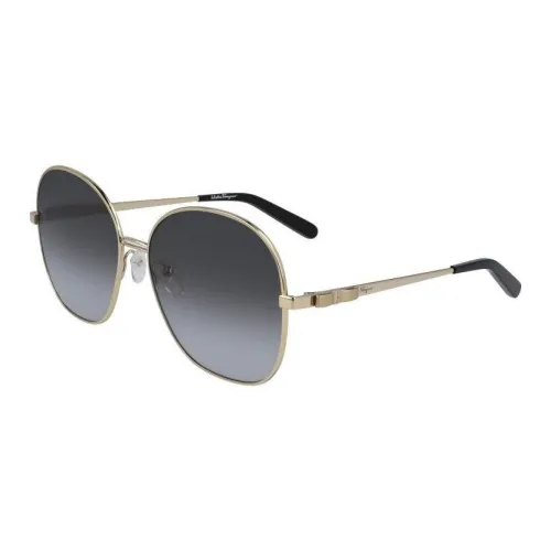 FERRAGAMO Metal Oval Sunglasses Women's Gold
