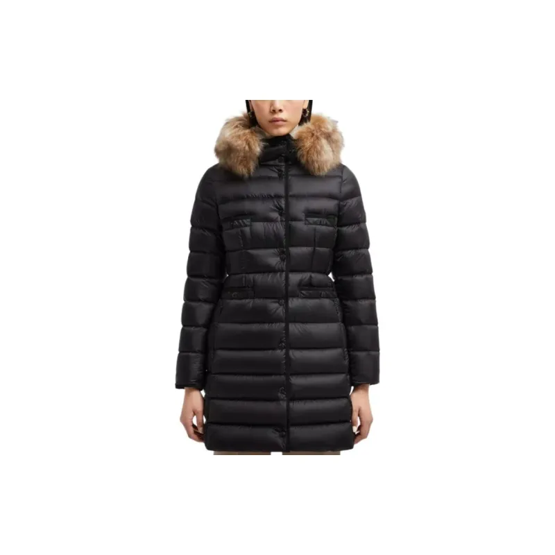 Moncler Shearling trim Hooded Quilted Coat-1