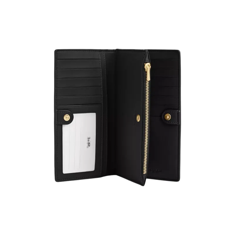 COACH SignatureCanvas Coated Canvas Wallet Trumpets Women's Walnut Wood & Black-1