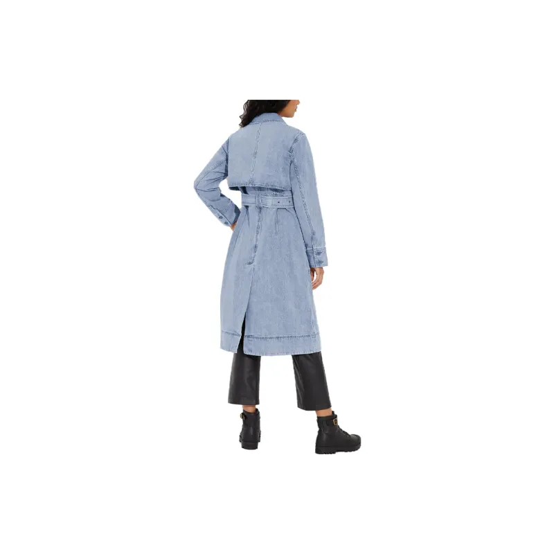 COACH Trench Coats Women's Blue-3