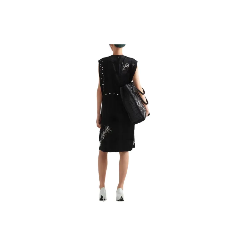 PRADA Embroidered Georgette Sleeveless Dress-2