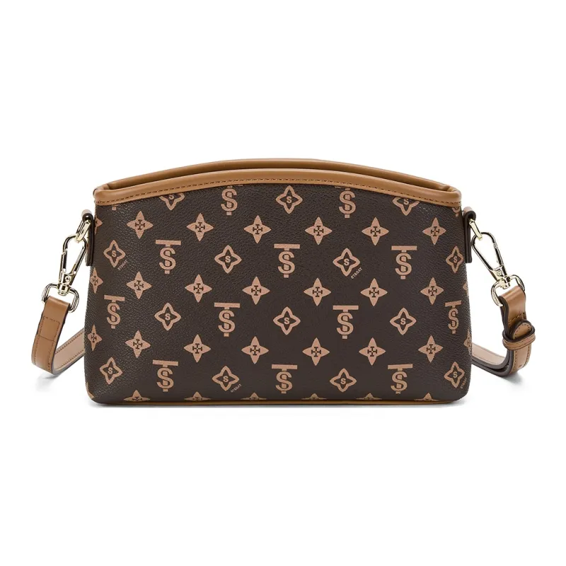 ST&SAT PVC With Synthetic Leather Crossbody Bag, Shoulder Bag Medium Size Women's Coffee/Apricot-3