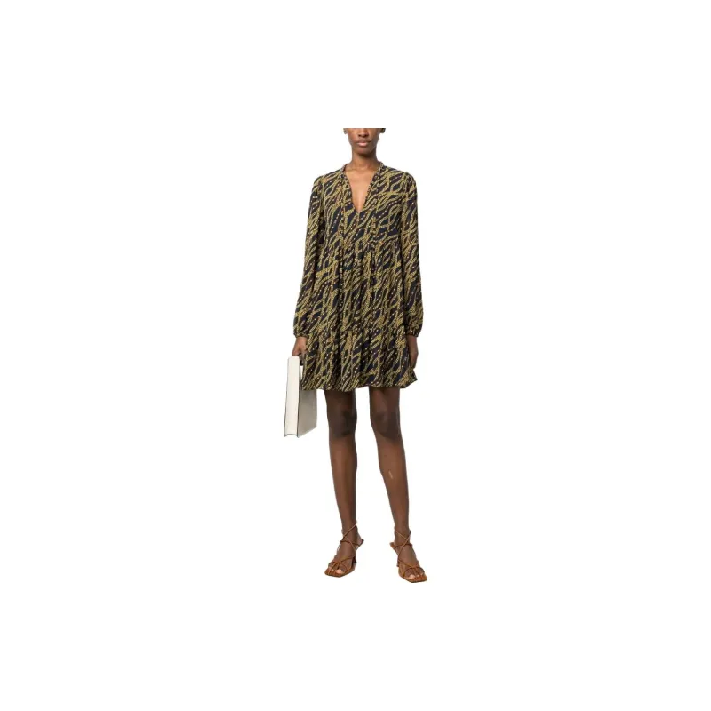 MICHAEL MICHAEL KORS V-Neck Long-Sleeved Mini Dress-1