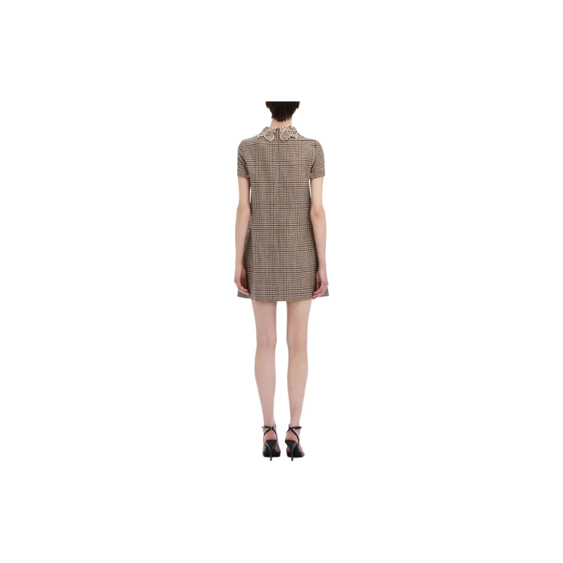 Oscar De La Renta Peony Guipure-collar Plaid Shift Dress-2