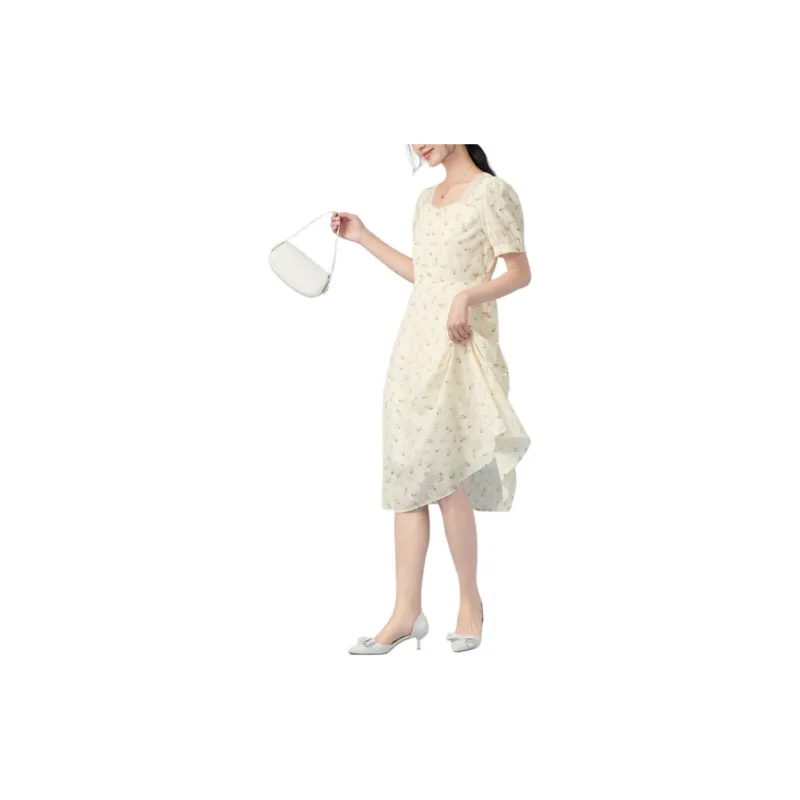 EICHITOO Short Sleeved Dresses Women's Ecru Pattern-3