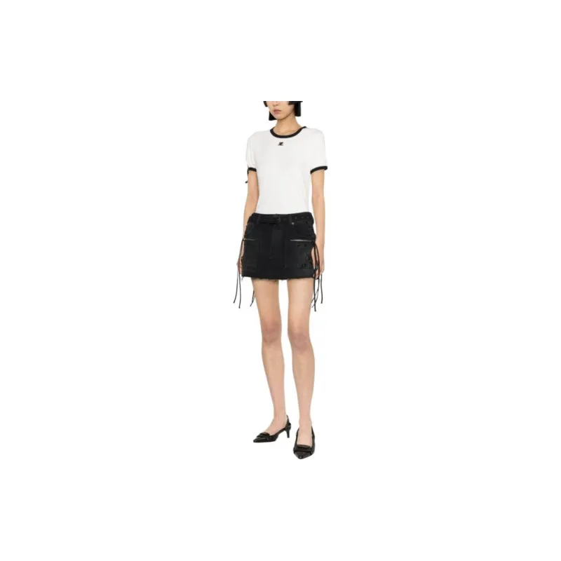 Courrèges Buckle Contrast T Shirt 'Heritage White/Black'-3