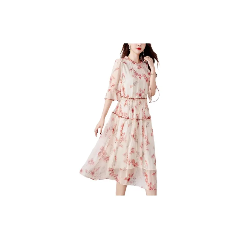 Yi Mengyuan Silk Long Sleeved Dress Women's-4