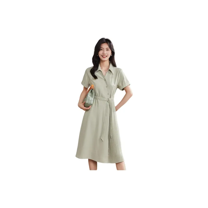 Coonesha Short Sleeved Dresses Women's Green-3