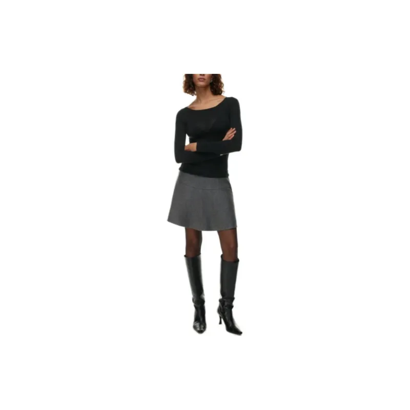 ARITZIA Wilfred Clove Skirt Casual Short Skirts Women's Heather Dark Grey/Heather Dark Gray-1