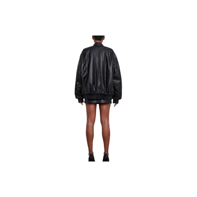 WARDROBE.NYC Drop shoulder Leather Bomber Jacket-3