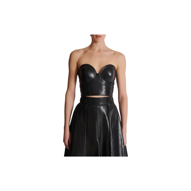 BALMAIN Zip up Leather Corset Top-1