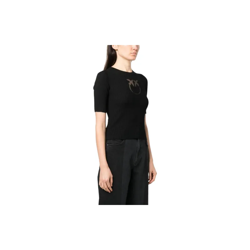 PINKO Intarsia knit Logo Ribbed knit Top-3