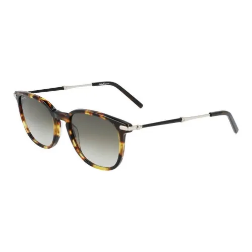 FERRAGAMO Acetate Metal Round Sunglasses Men's Tortoiseshell