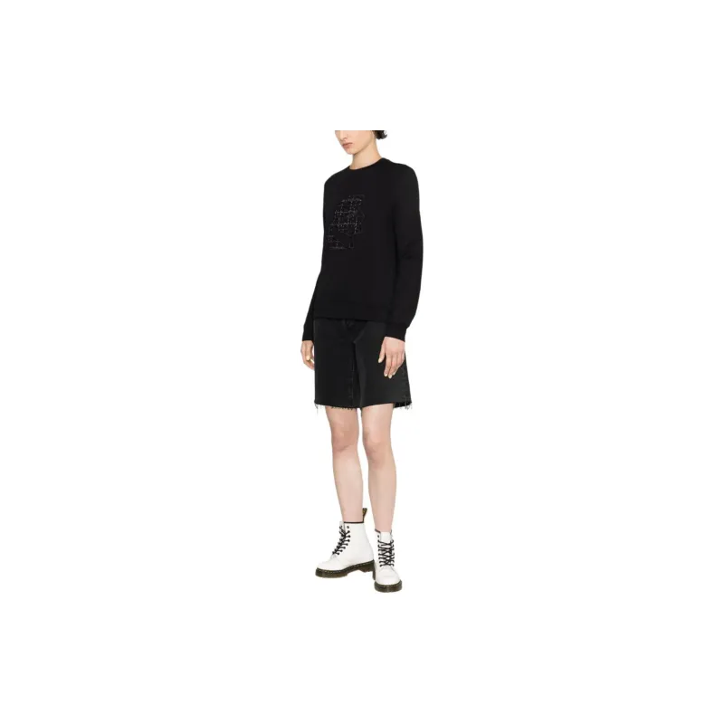 KARL LAGERFELD / Karl Lagerfeld Jeans Bouclé Karl Profile Crew-neck Sweatshirt-3