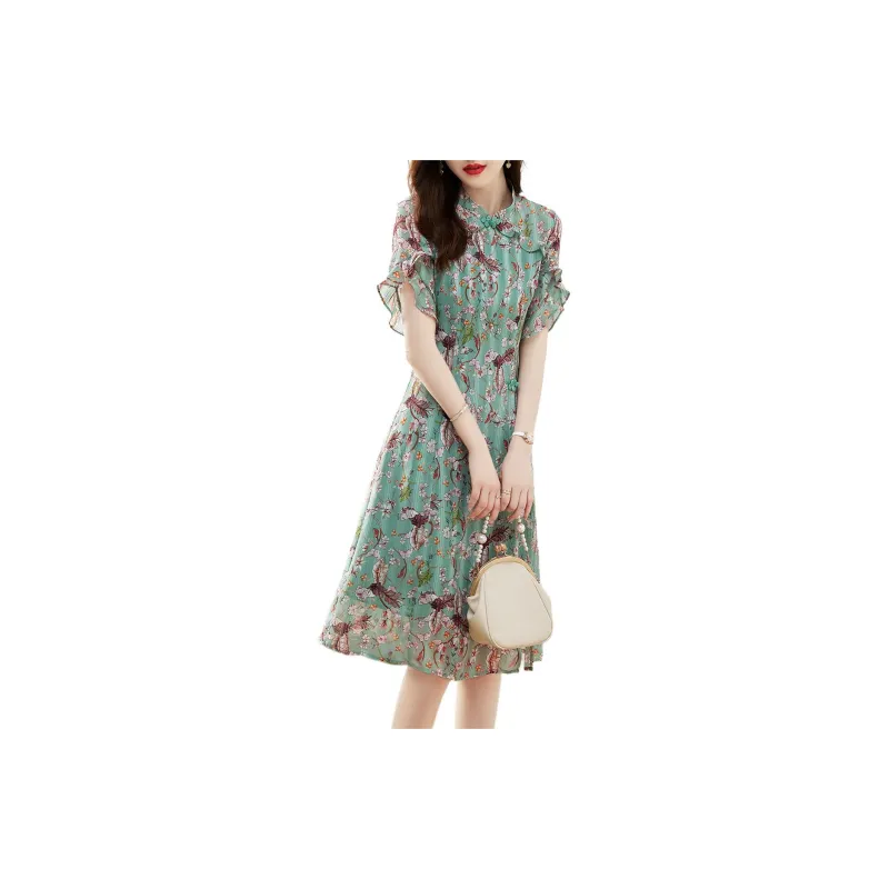 XWI Short Sleeved Dresses Women's Green-2