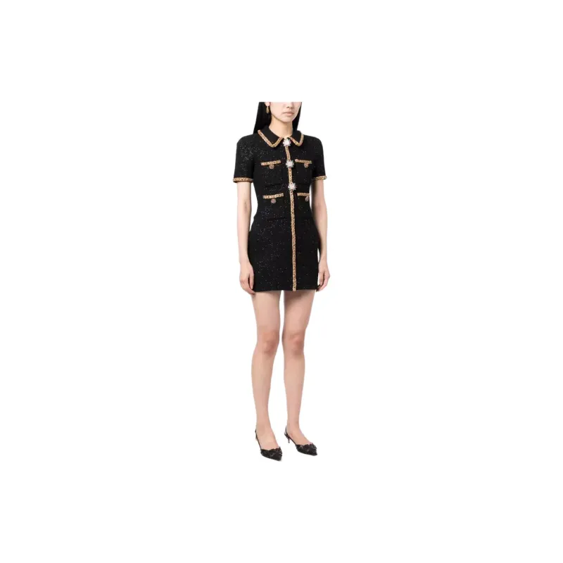 Self portrait Short Sleeved Dress Women's Black-3