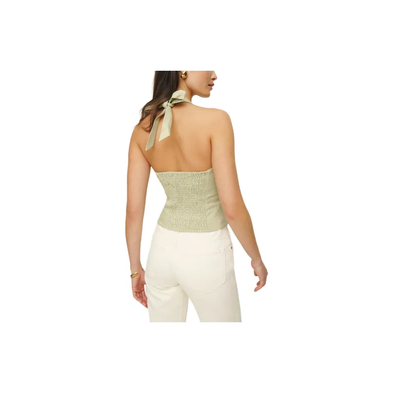 REFORMATION Malika Linen Top Camisole Women's Dry Vanilla-1